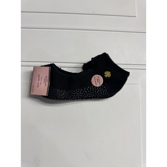 kate spade Accessories - NWT Kate Spade New York Barre No Show Black Socks Grips Gold Logo 2 Pairs